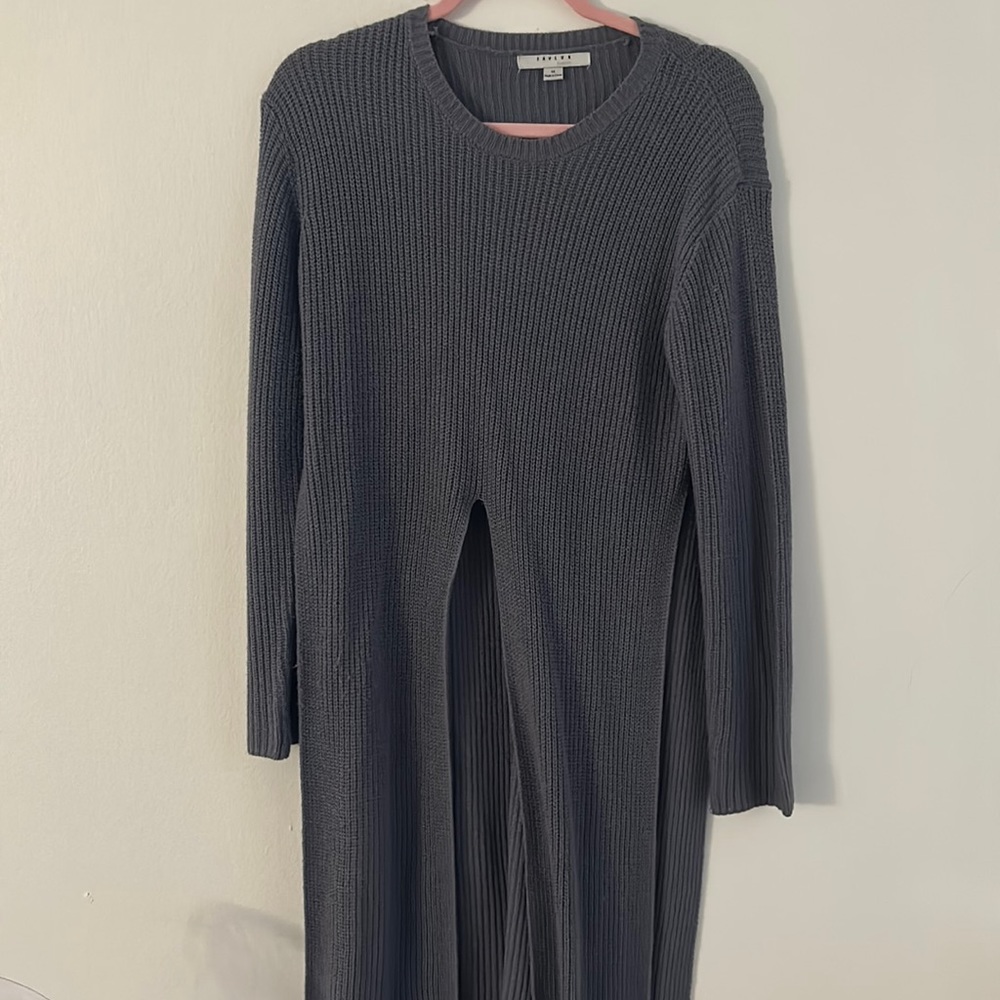 Sweater with a split down the middle